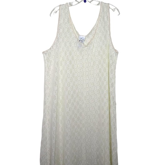 Vintage Kathryn Deene Full Length White Lace Night Gown 26/28 Nylon Sleeveless - Picture 5 of 14